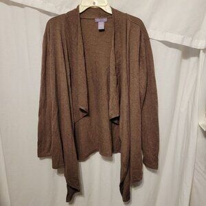 Laura Scott Cardigan Waterfall Open Brown Retro Medium Neutral Earthy Knit BOHO